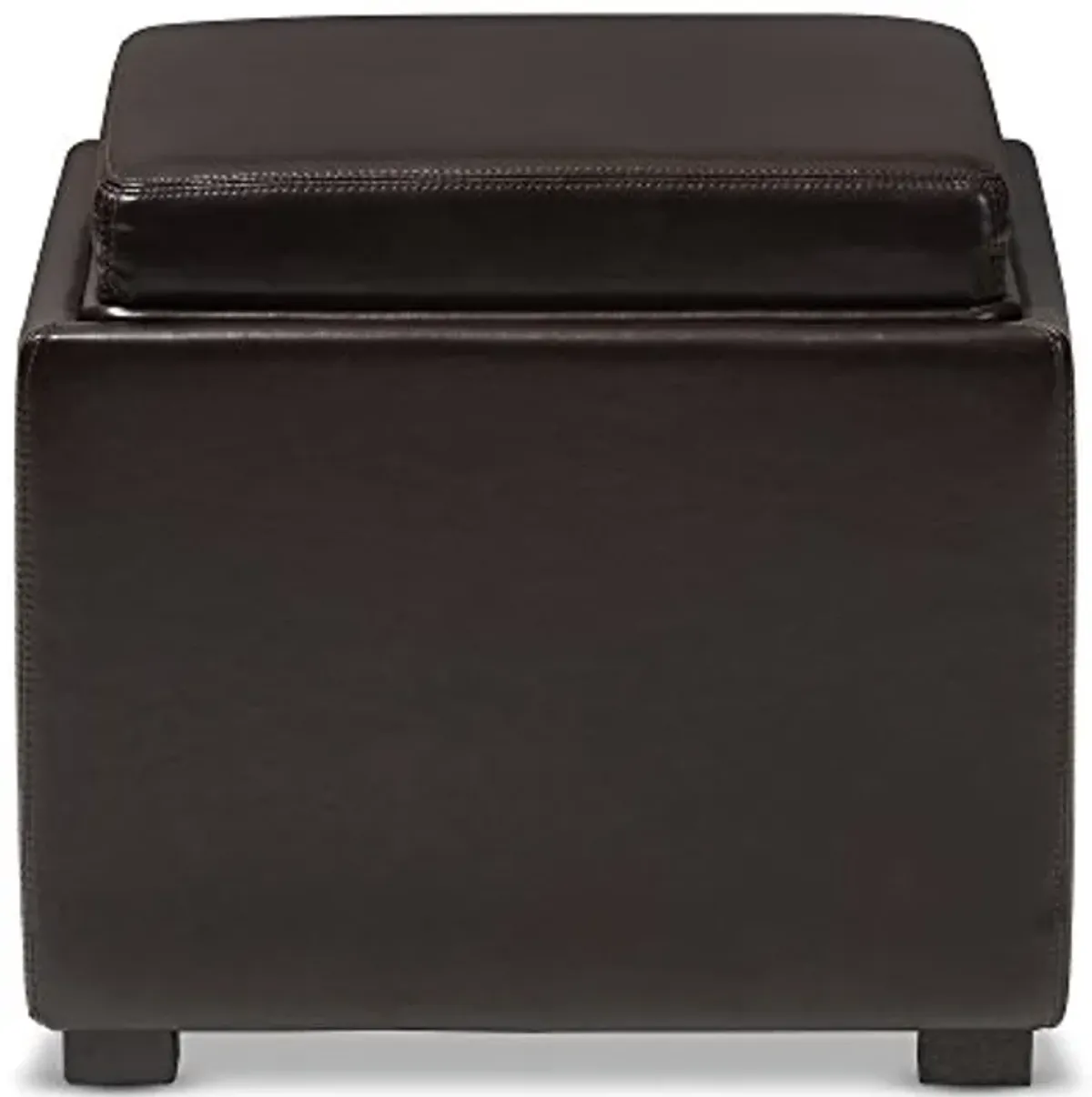 BAXTON STUDIO DARK BROWN TATE STORAGE OTTOMAN