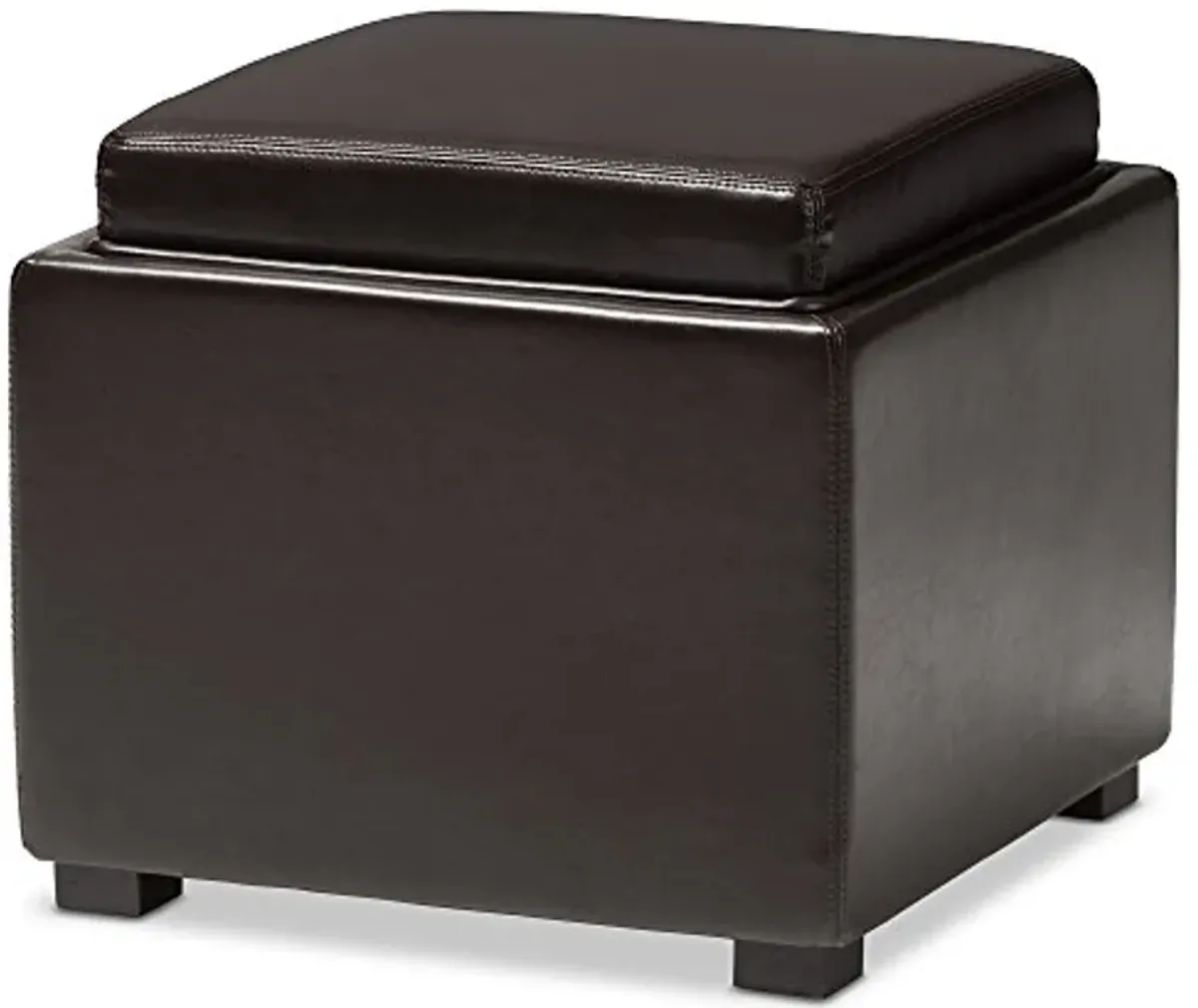 BAXTON STUDIO DARK BROWN TATE STORAGE OTTOMAN