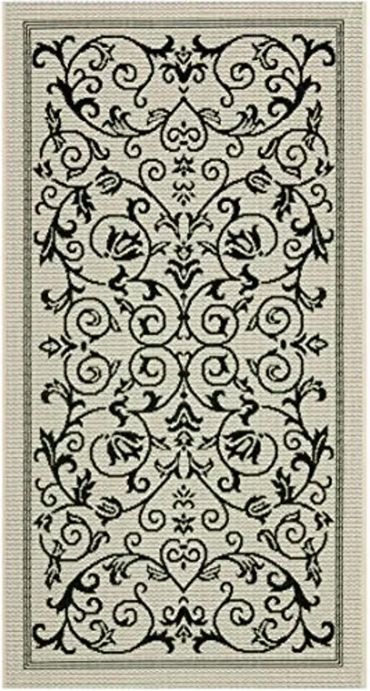SAFAVIEH Courtyard Collection Accent Rug - 2'7" x 5', Sand & Black, Scroll Design, Non-Shedding & Easy Care, Indoor/Outdoor & Washable-Ideal for Patio, Backyard, Mudroom (CY2098-3901)