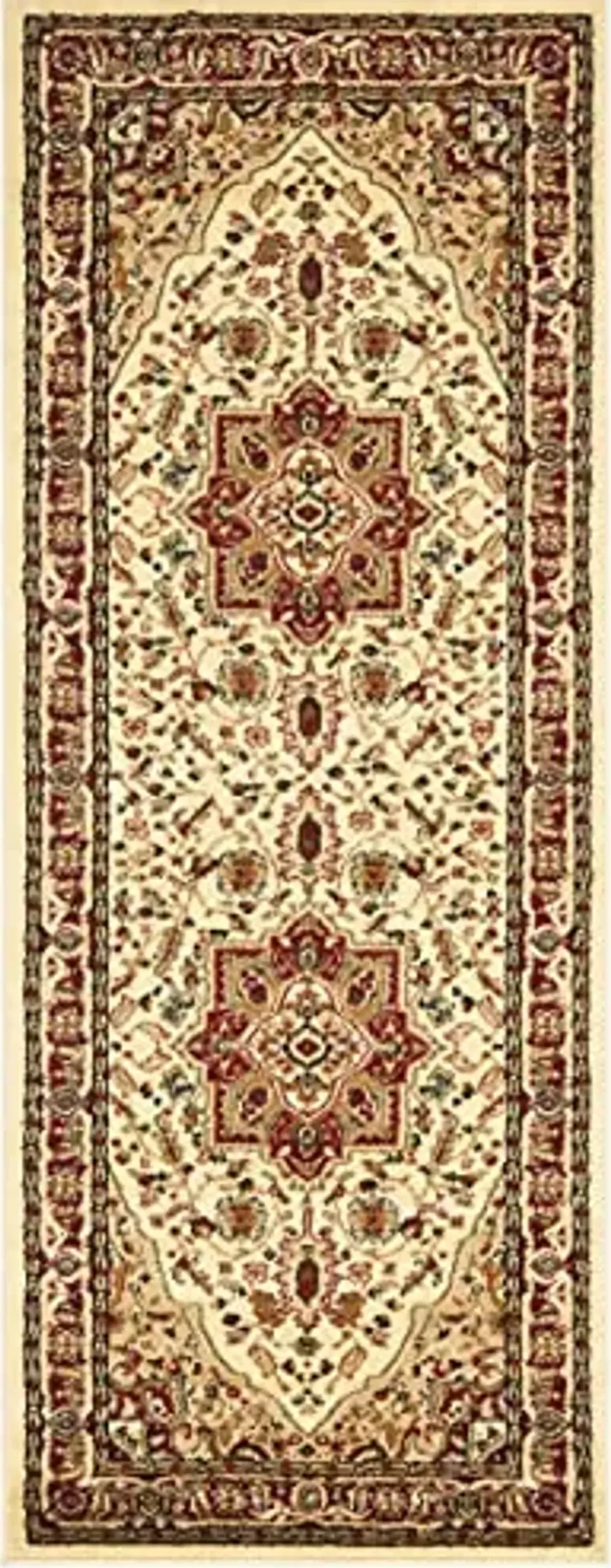 SAFAVIEH Lyndhurst Collection Runner Rug - 2'3" x 14', Ivory & Red, Traditional Oriental Design, Non-Shedding & Easy Care, Ideal for High Traffic Areas in Living Room, Bedroom (LNH330A)