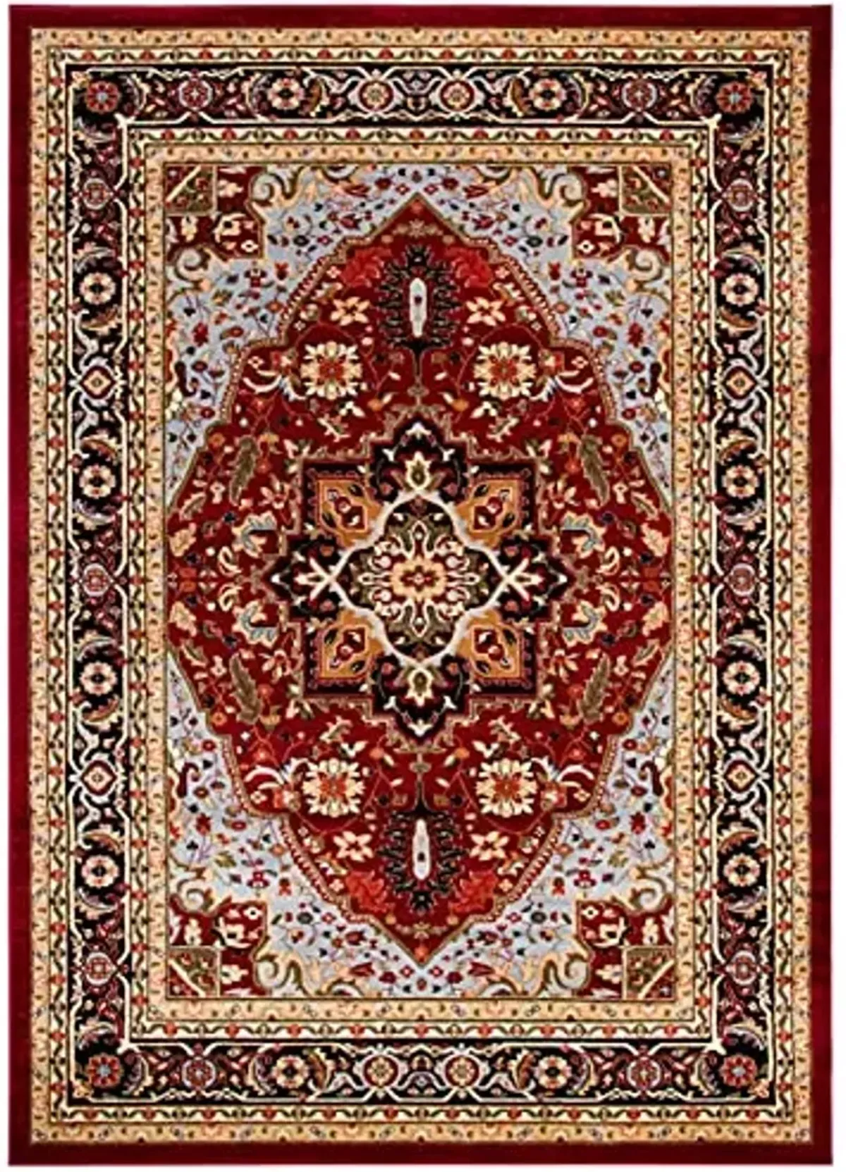 SAFAVIEH Lyndhurst Collection Area Rug - 8' x 11', Red & Black, Traditional Oriental Design, Non-Shedding & Easy Care, Ideal for High Traffic Areas in Living Room, Bedroom (LNH330B)