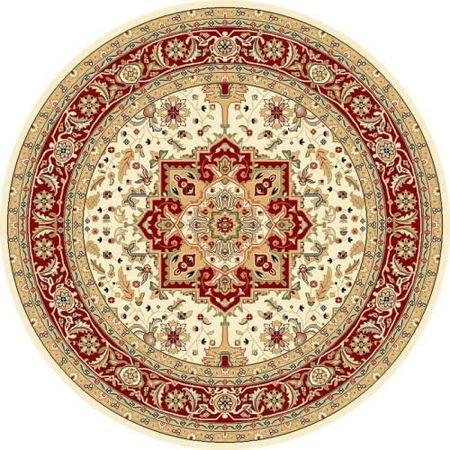 SAFAVIEH Lyndhurst Collection 8' Round Ivory/Red LNH330A Traditional Oriental Non-Shedding Dining Room Entryway Foyer Living Room Bedroom Area Rug