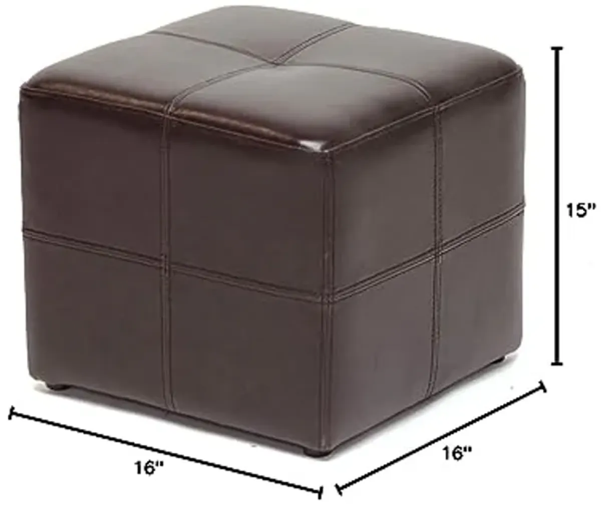 Baxton Studio Nox Brown Leather Ottoman , Dark Brown , SMALL -