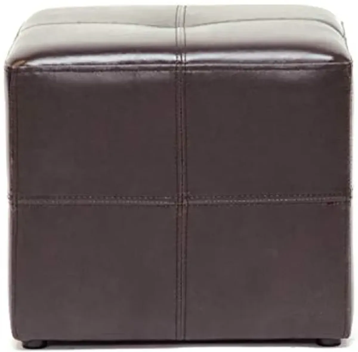 Baxton Studio Nox Brown Leather Ottoman , Dark Brown , SMALL -