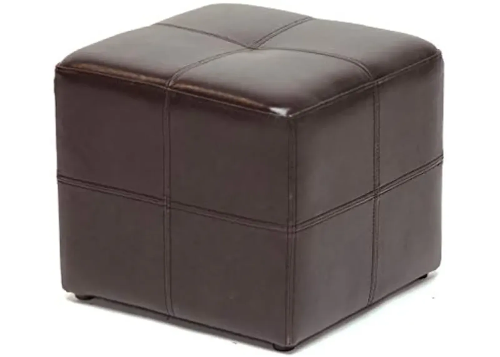 Baxton Studio Nox Brown Leather Ottoman , Dark Brown , SMALL -