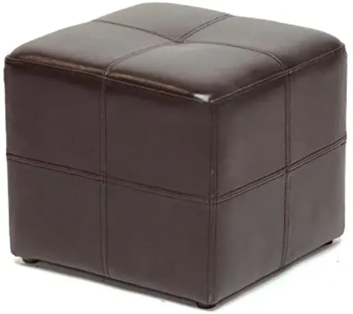 Baxton Studio Nox Brown Leather Ottoman , Dark Brown , SMALL -