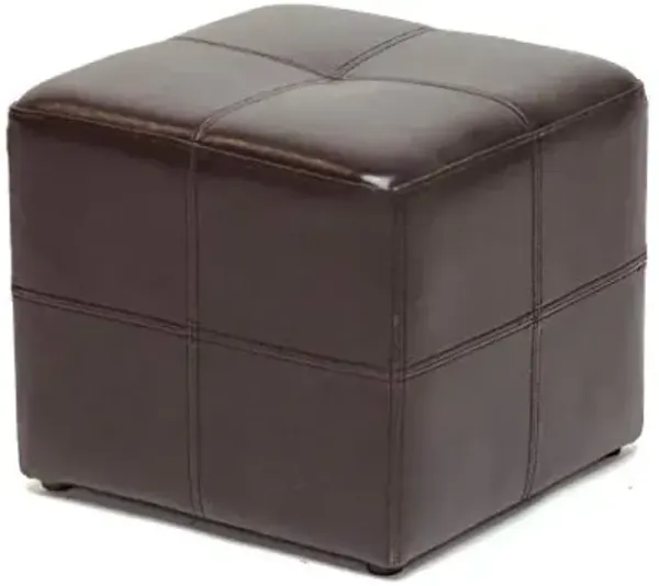 Baxton Studio Nox Brown Leather Ottoman , Dark Brown , SMALL -