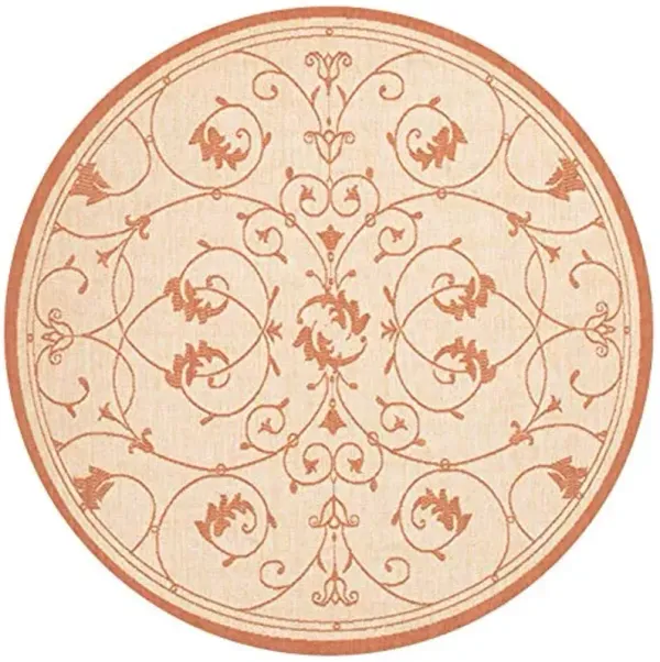 Couristan 1583/1112 Recife Veranda 8-Feet 6-Inch Round Rug, Natural and Terra Cotta