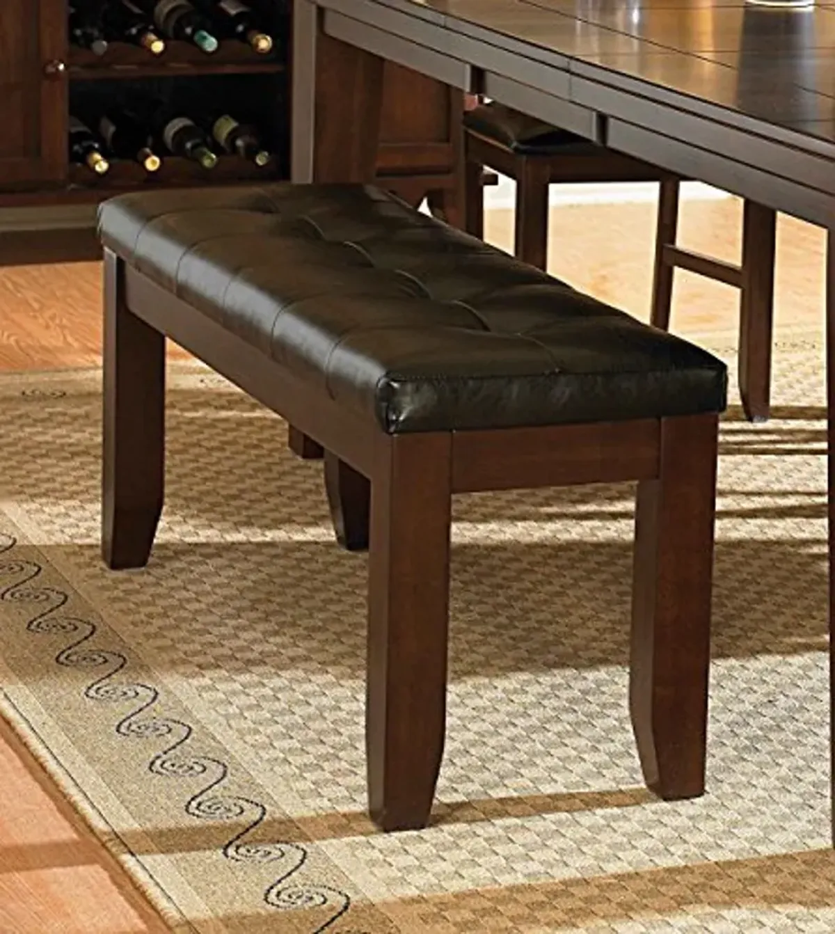 Homelegance Ameillia Accent Bench, 48 Inch, Dark Oak