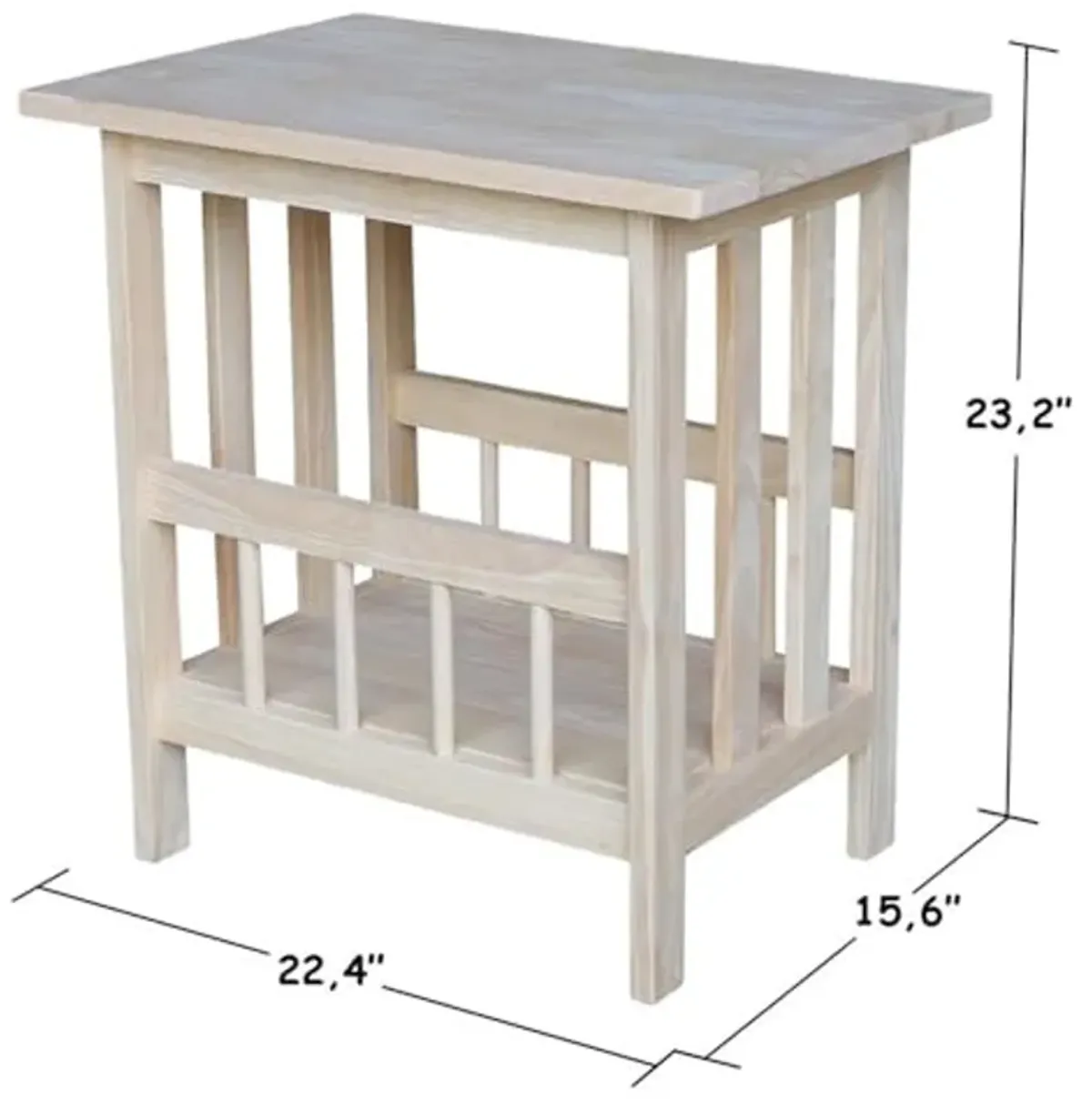 International Concepts Mission Magazine End Table, Unfinished