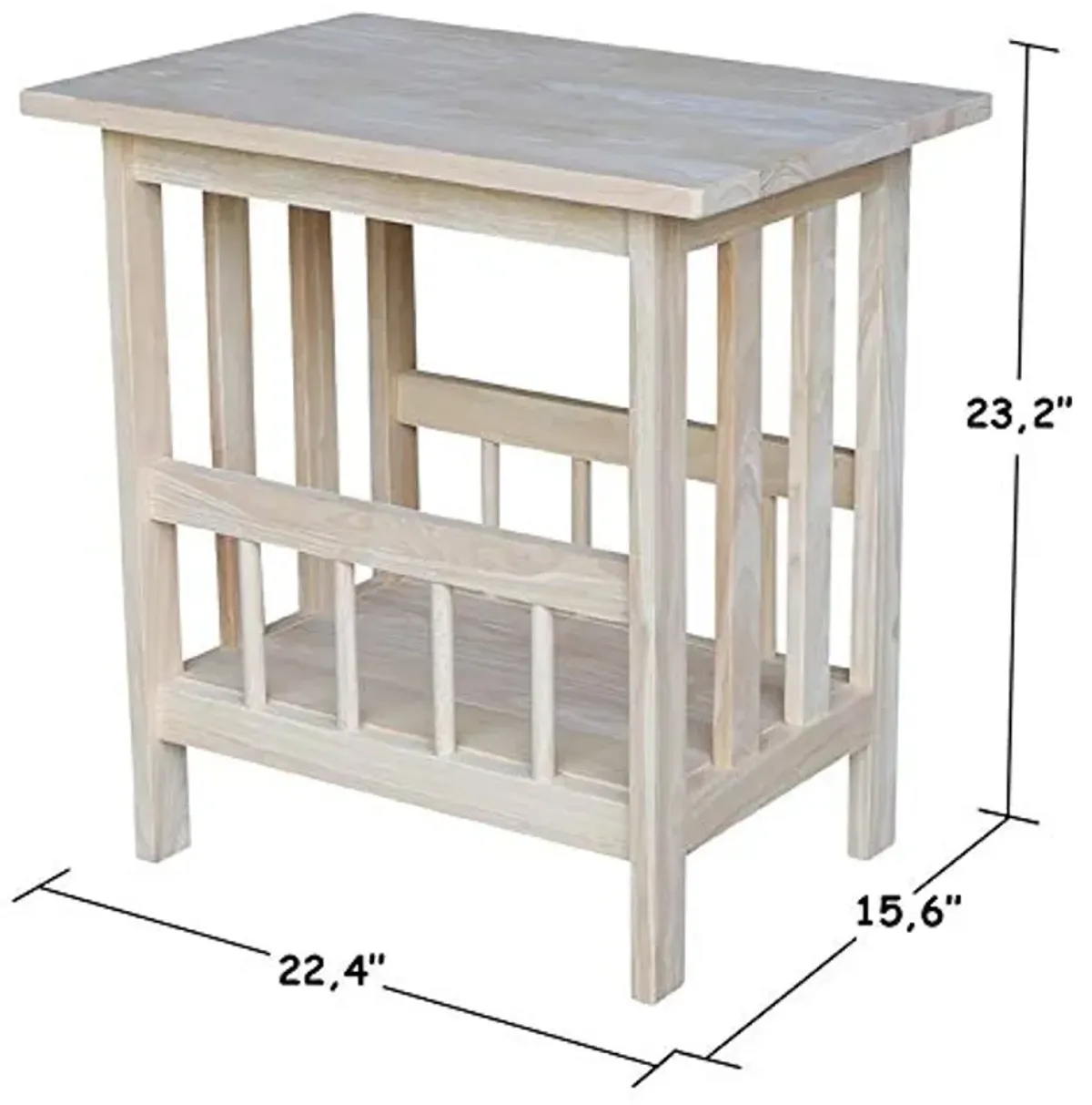 International Concepts Mission Magazine End Table, Unfinished