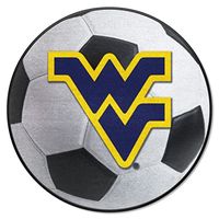 FANMATS 2458 West Virginia Mountaineers Soccer Ball Rug - 27in. Diameter