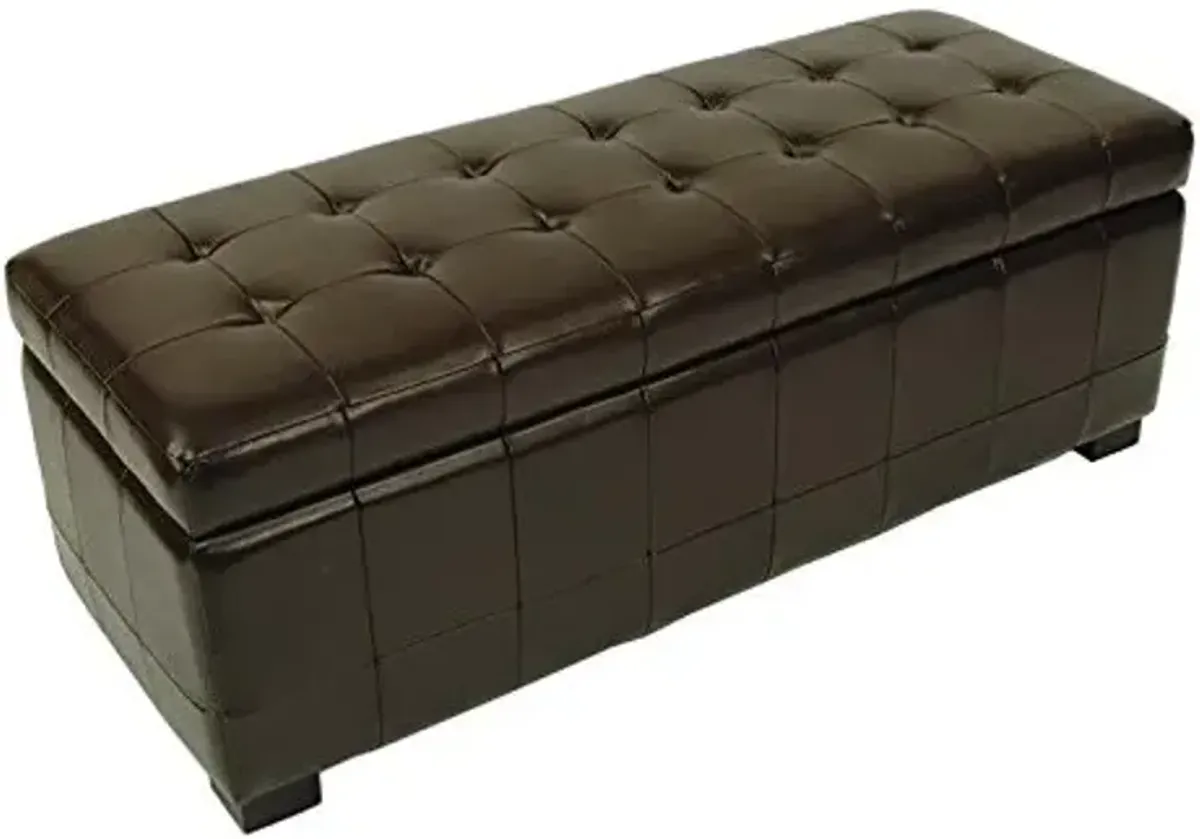 Safavieh Hudson Collection NoLita Brown Leather Large Storage Bench