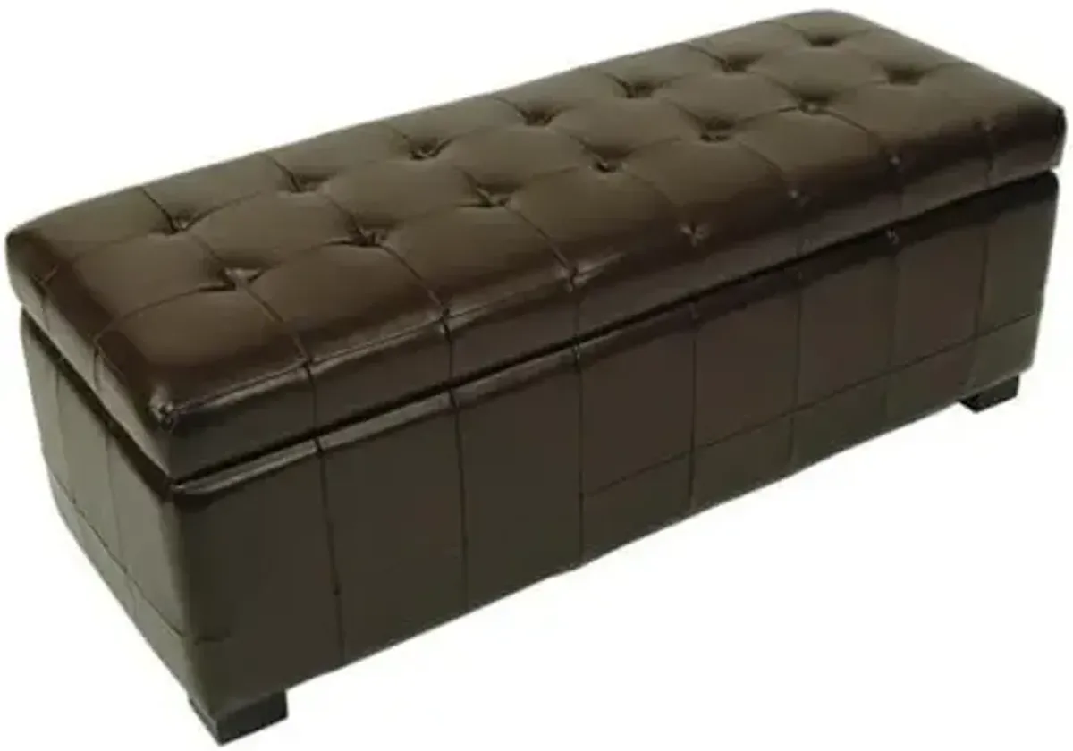 Safavieh Hudson Collection NoLita Brown Leather Large Storage Bench