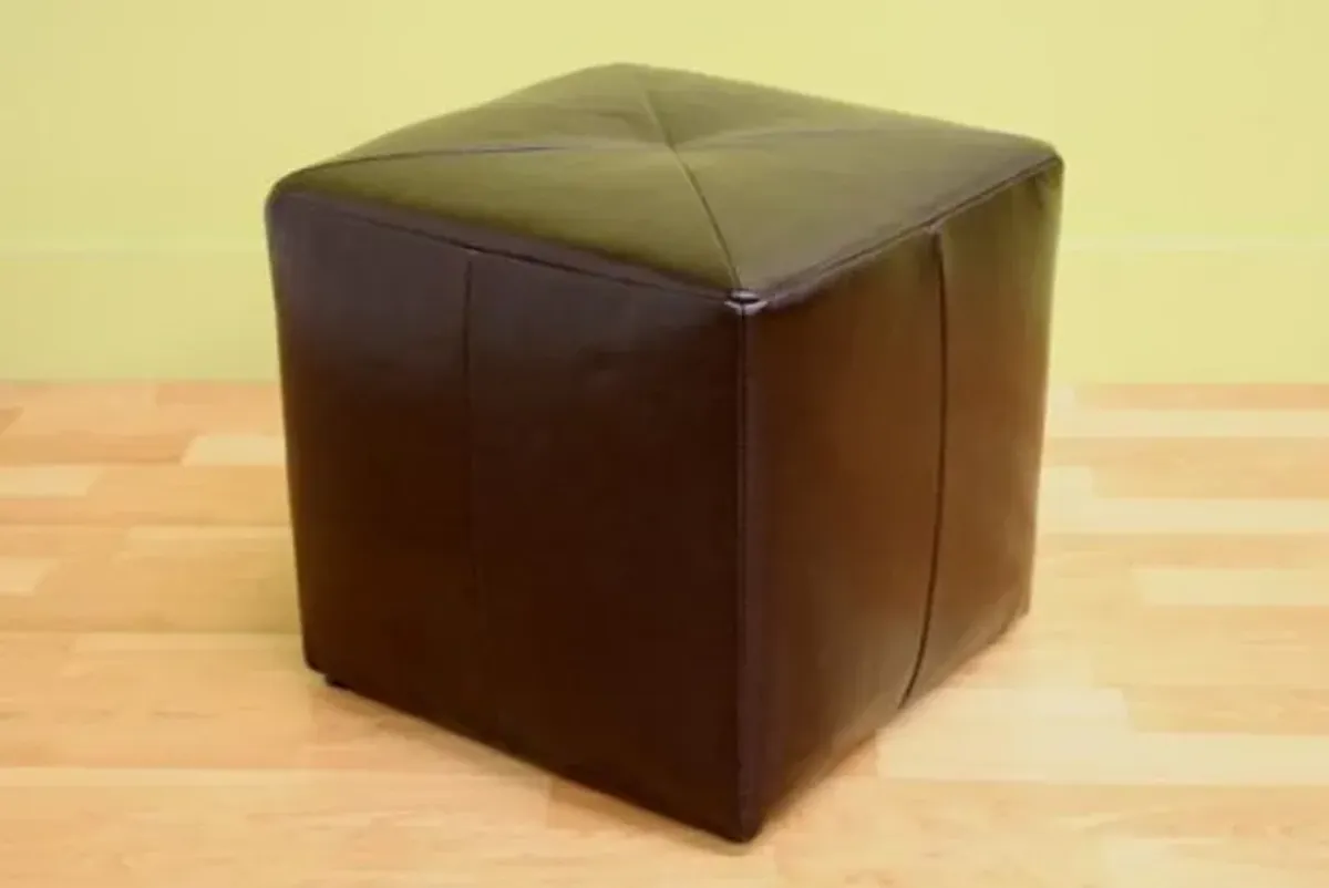 Baxton Studio Brown Lave Cube Shaped Bonded Leather Ottoman, Small