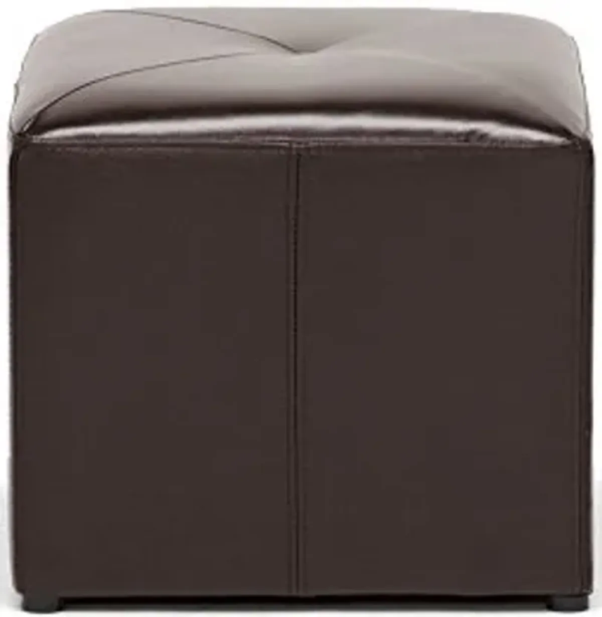 Baxton Studio Brown Lave Cube Shaped Bonded Leather Ottoman, Small