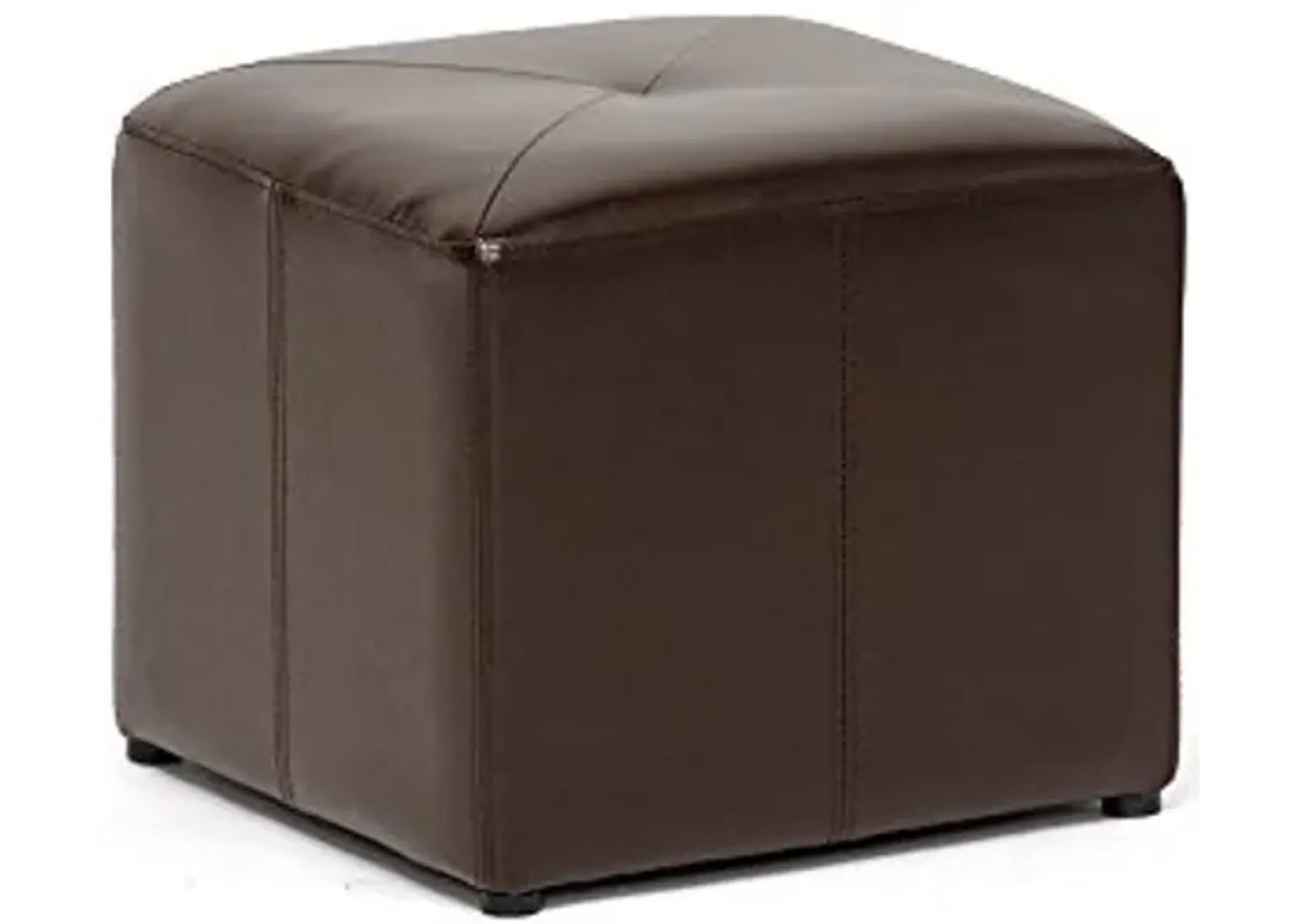 Baxton Studio Brown Lave Cube Shaped Bonded Leather Ottoman, Small