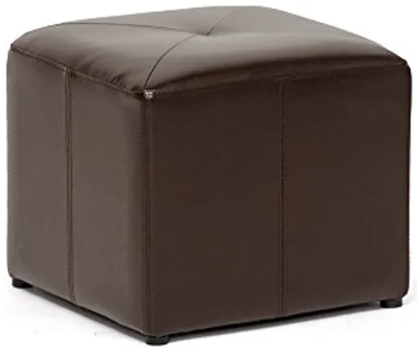 Baxton Studio Brown Lave Cube Shaped Bonded Leather Ottoman, Small