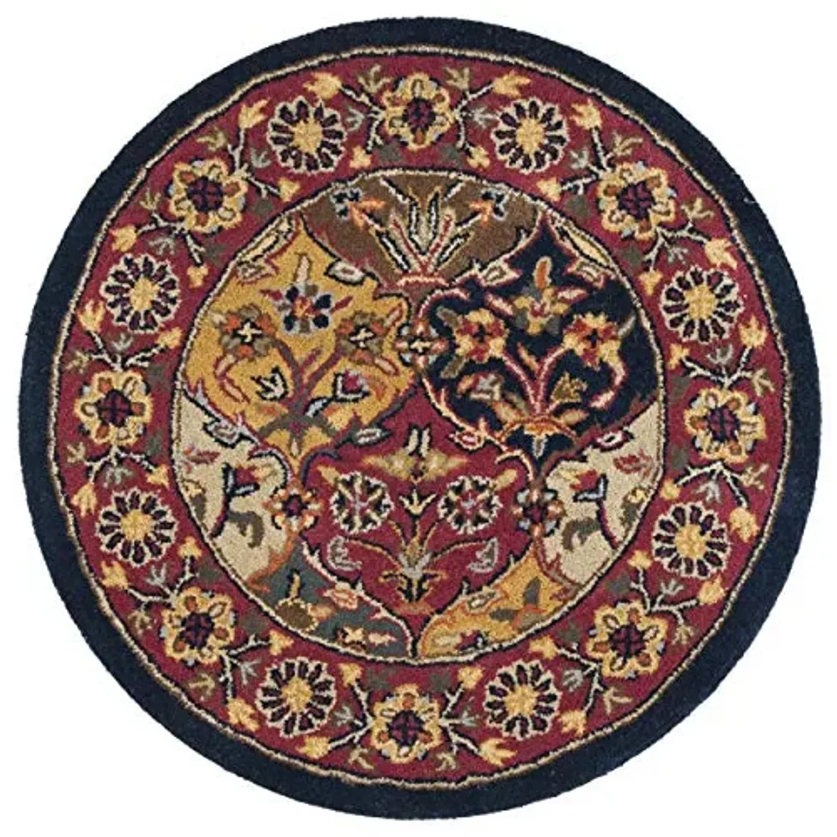SAFAVIEH Heritage Collection 8' Round Multi / Navy HG510A Handmade Traditional Oriental Premium Wool Area Rug