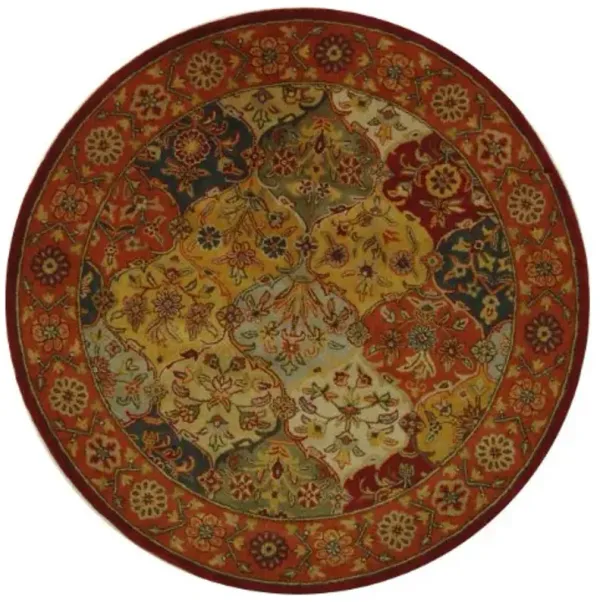 SAFAVIEH Heritage Collection 6' Round Multi / Red HG510B Handmade Traditional Oriental Premium Wool Area Rug