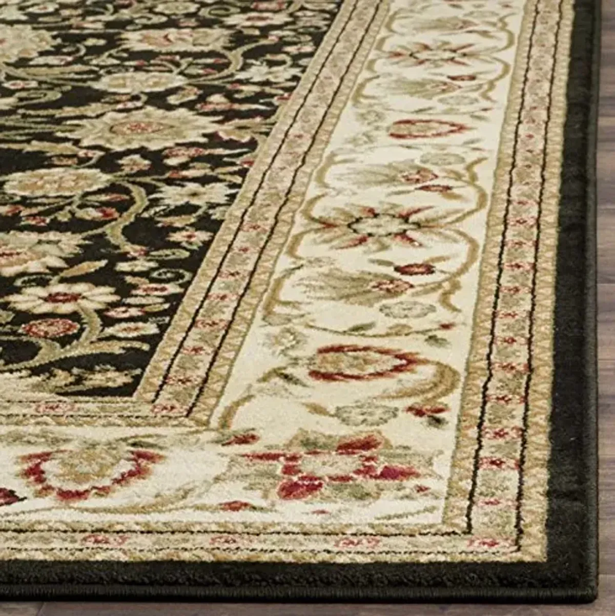 SAFAVIEH Lyndhurst Collection 8' Square Black/Ivory LNH212A Traditional Oriental Non-Shedding Living Room Bedroom Dining Home Office Area Rug