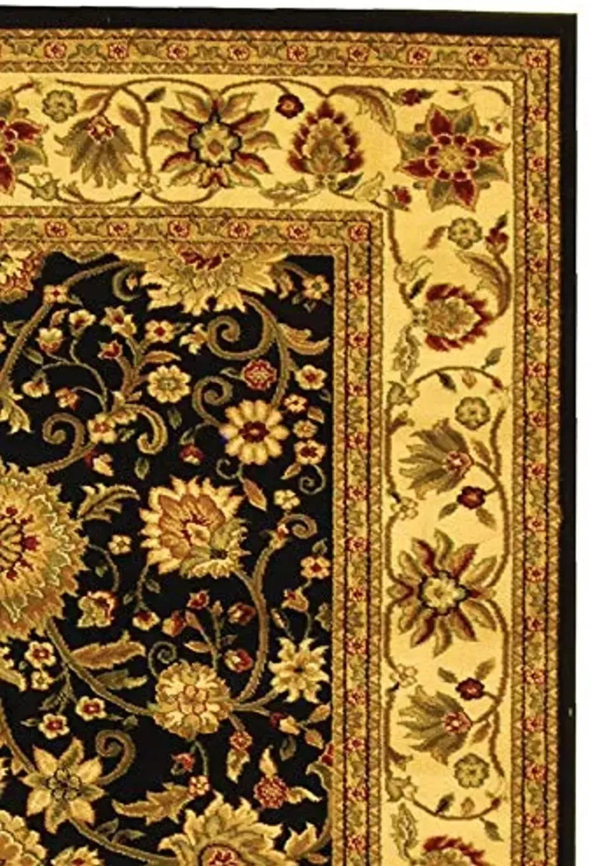 SAFAVIEH Lyndhurst Collection 8' Square Black/Ivory LNH212A Traditional Oriental Non-Shedding Living Room Bedroom Dining Home Office Area Rug