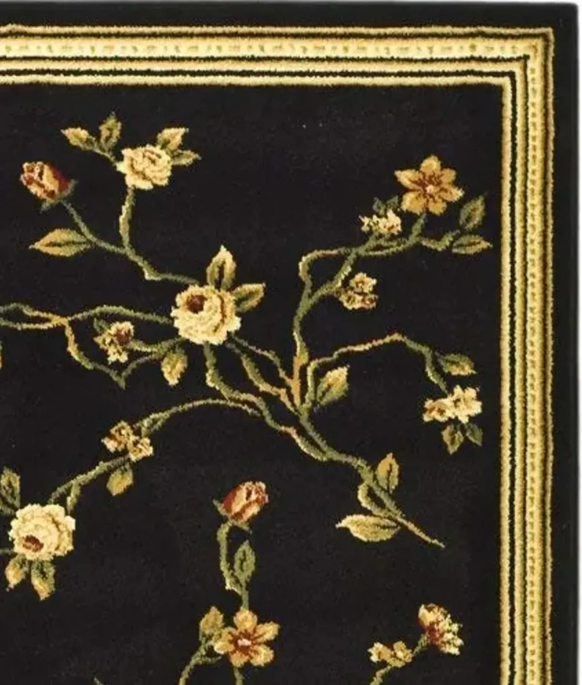 SAFAVIEH Lyndhurst Collection Runner Rug - 2'3" x 8', Black, Traditional Floral Design, Non-Shedding & Easy Care, Ideal for High Traffic Areas in Living Room, Bedroom (LNH220A)