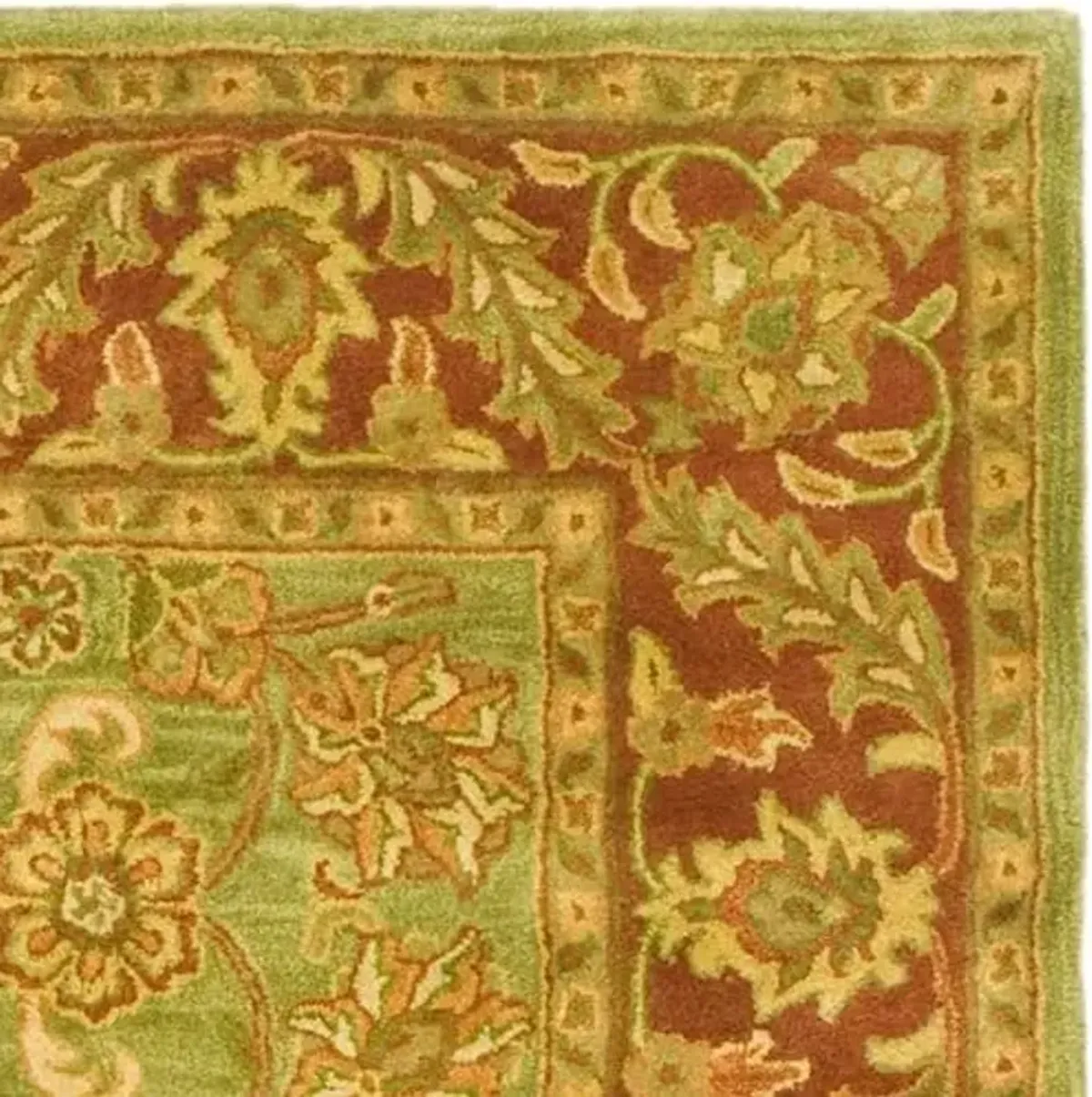 SAFAVIEH Golden Jaipur Collection 2'3" x 4' Oval Green / Rust GJ250A Handmade Traditional Premium Wool Area Rug