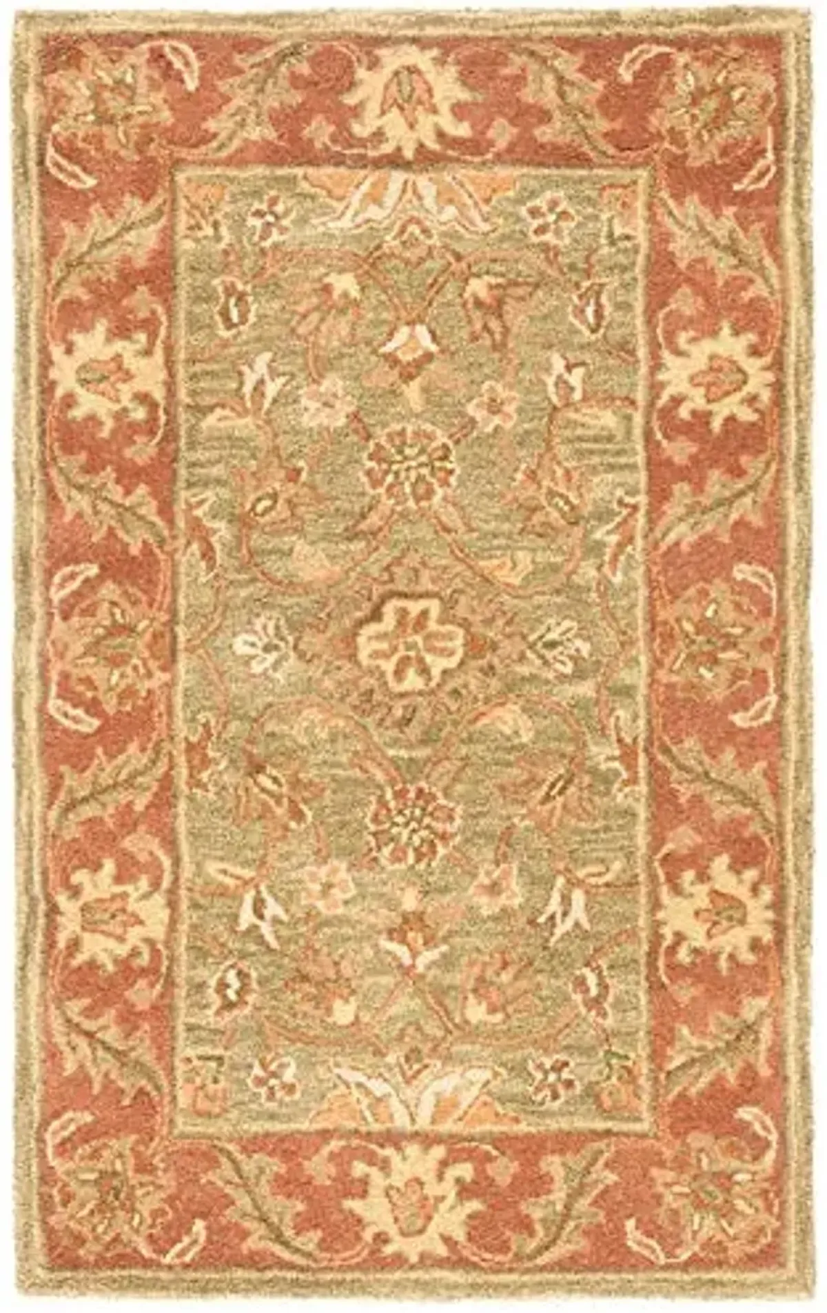 SAFAVIEH Golden Jaipur Collection 2'3" x 4' Oval Green / Rust GJ250A Handmade Traditional Premium Wool Area Rug