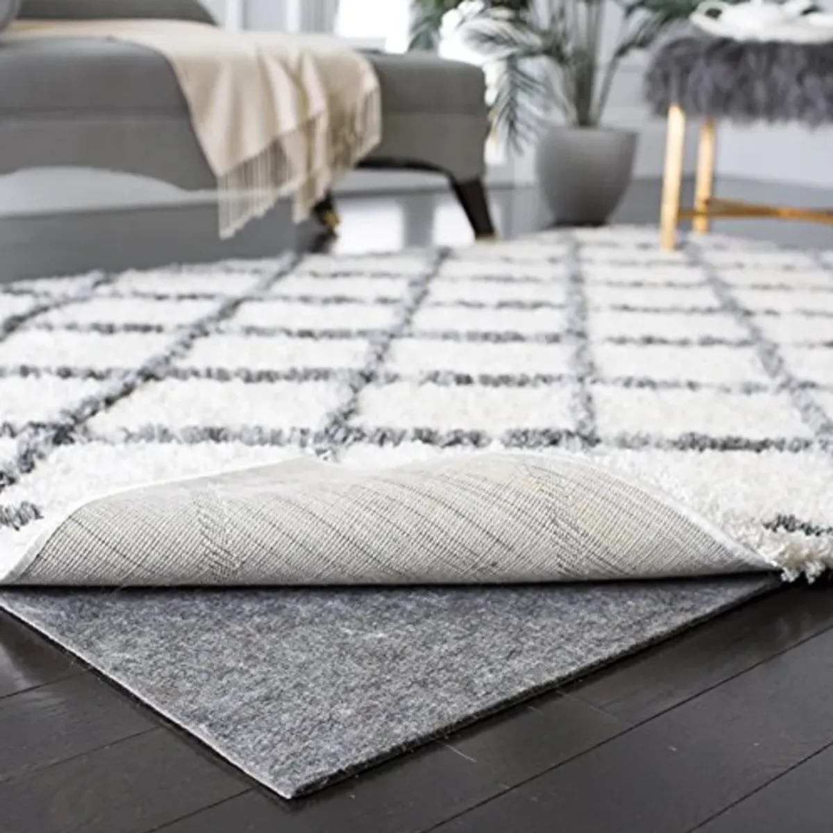 SAFAVIEH Extra Thick Cushioned Rubber Backing Non Slip Anti Skid Grippy Stay in place Rug Pad Under Carpet, Stable on all Hard Floors (9' x 12')