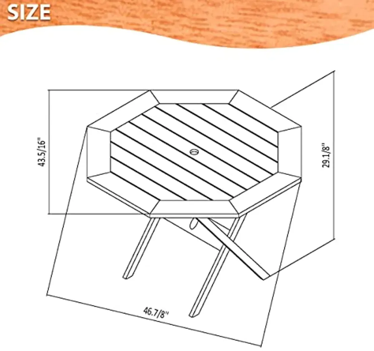 Amazonia Chaise 5-Piece Patio Octagon Dining Table Set | Eucalyptus Wood | Ideal for Outdoors and Indoors, 47Lx43Wx36H, Light Brown