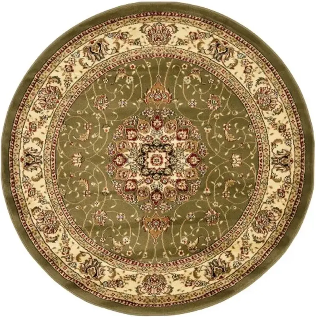 SAFAVIEH Lyndhurst Collection Area Rug - 5'3" Round, Sage & Ivory, Traditional Oriental Design, Non-Shedding & Easy Care, Ideal for High Traffic Areas in Living Room, Bedroom (LNH329B)