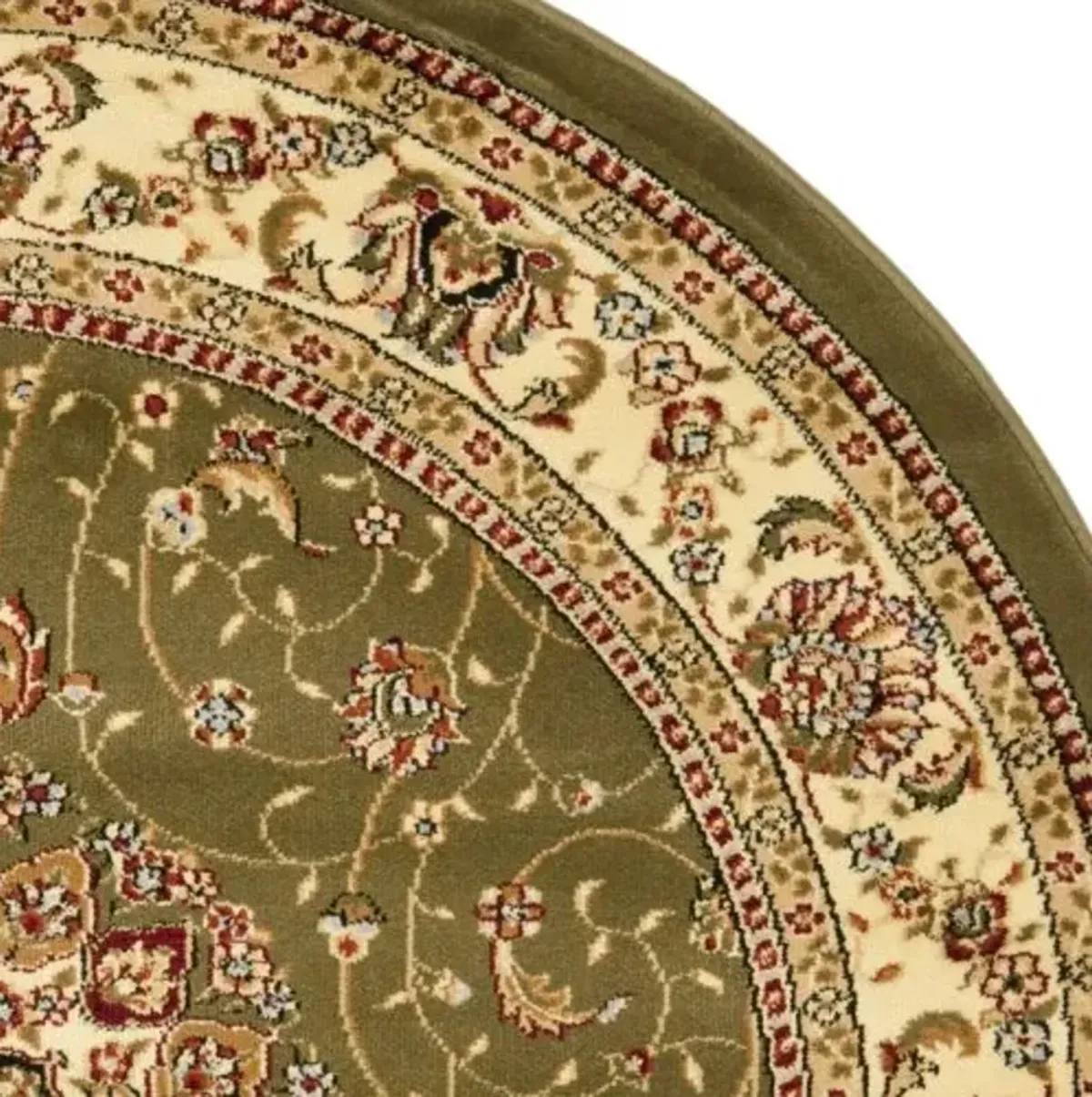 SAFAVIEH Lyndhurst Collection Area Rug - 5'3" Round, Sage & Ivory, Traditional Oriental Design, Non-Shedding & Easy Care, Ideal for High Traffic Areas in Living Room, Bedroom (LNH329B)