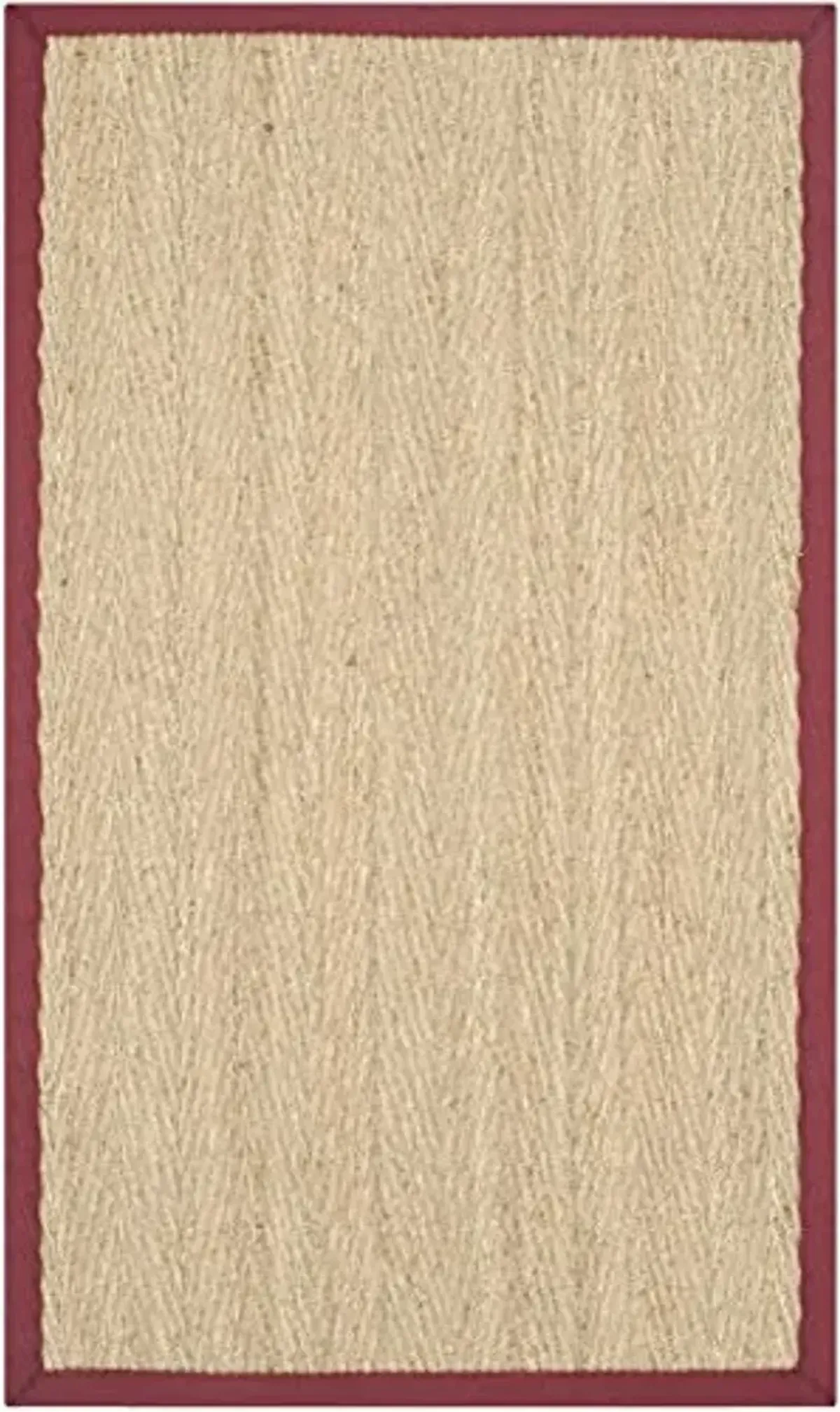 SAFAVIEH Area Rug 3x5 - Natural Fiber Collection - Natural & Red, Seagrass, Herringbone Pattern with Border (NF115D)