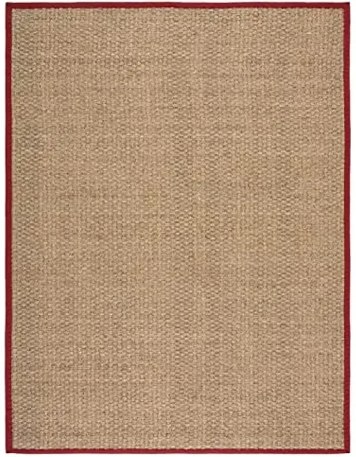 SAFAVIEH Area Rug 8x10 - Natural Fiber Collection - Large - Natural & Red, Seagrass, Basketweave Pattern (NF114D)
