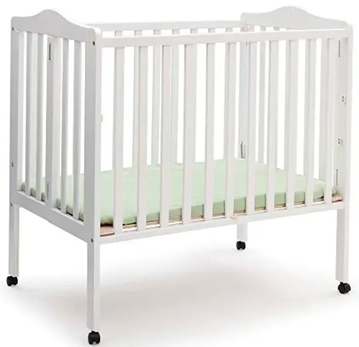 Delta Children Folding Portable Mini Baby Crib with 1.5-inch Mattress - Greenguard Gold Certified, White