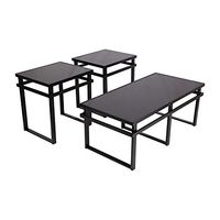Signature Design by Ashley Laney Contemporary 3-Piece Table Set, Includes Coffee Table and 2 End Tables, Black Glass