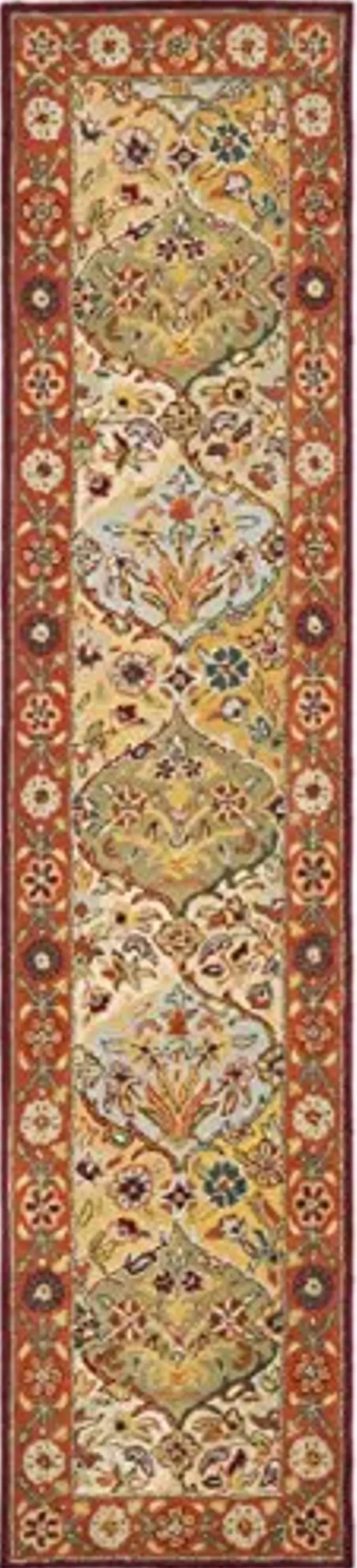 SAFAVIEH Heritage Collection Runner Rug - 2'3" x 12', Multi & Red, Handmade Traditional Oriental Wool, Ideal for High Traffic Areas in Living Room, Bedroom (HG510B)