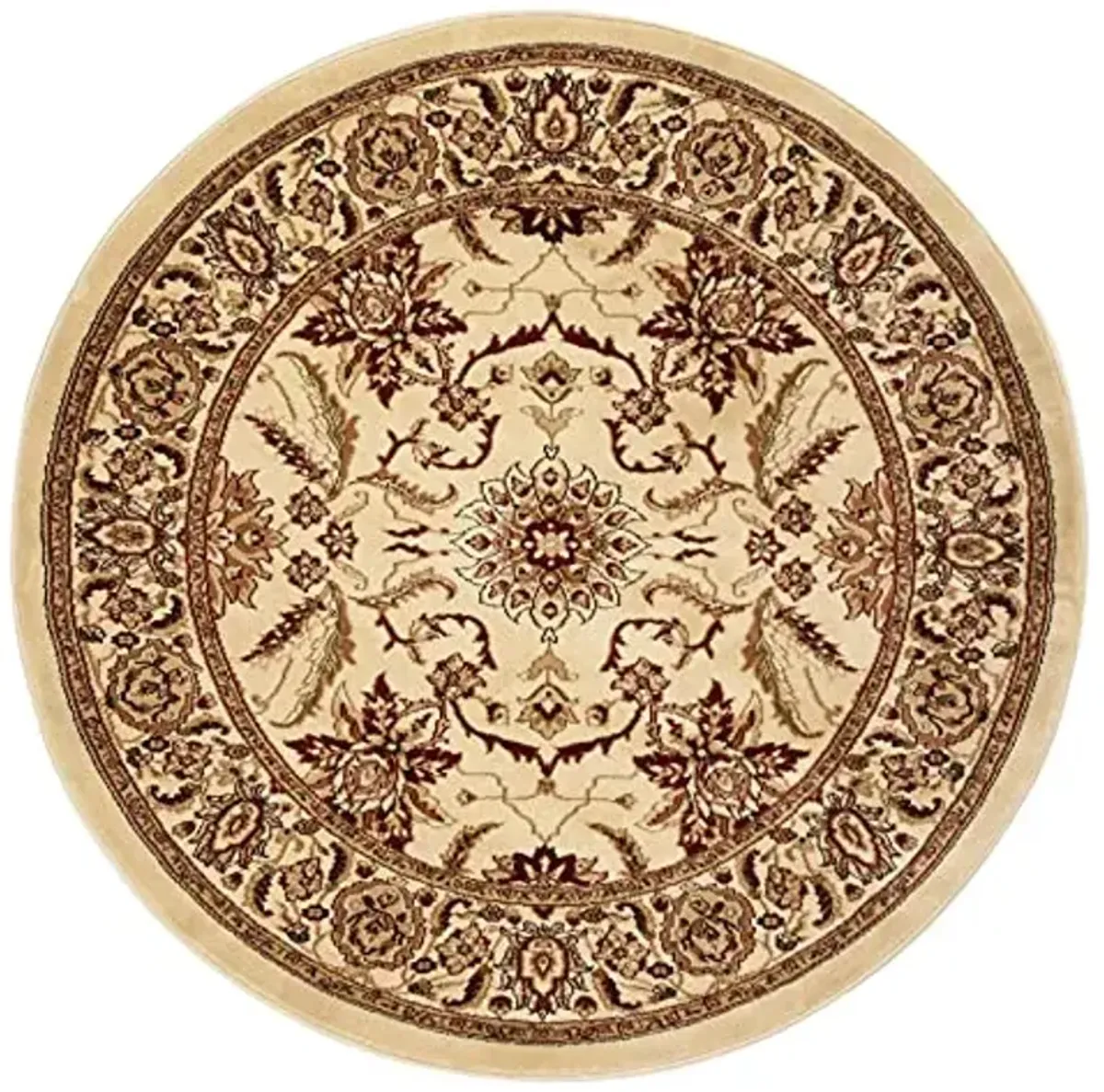 SAFAVIEH Lyndhurst Collection 8' Round Ivory / Ivory LNH216A Traditional Oriental Non-Shedding Dining Room Entryway Foyer Living Room Bedroom Area Rug