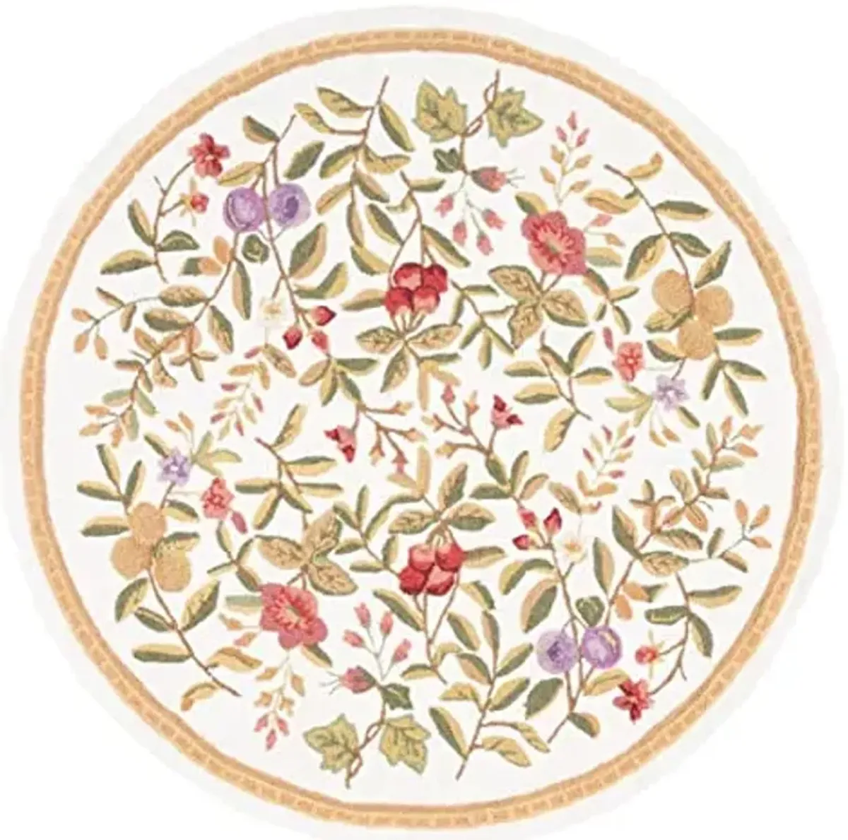 SAFAVIEH Chelsea Collection 5'6" Round Ivory HK210A Hand-Hooked French Country Wool Area Rug