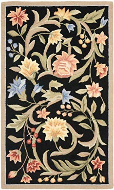 SAFAVIEH Chelsea Collection 4' Round Black HK248B Hand-Hooked French Country Wool Area Rug