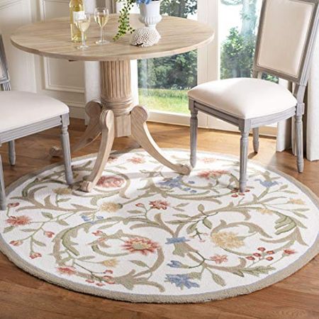SAFAVIEH Chelsea Collection 8' Round Ivory HK248A Hand-Hooked French Country Wool Area Rug