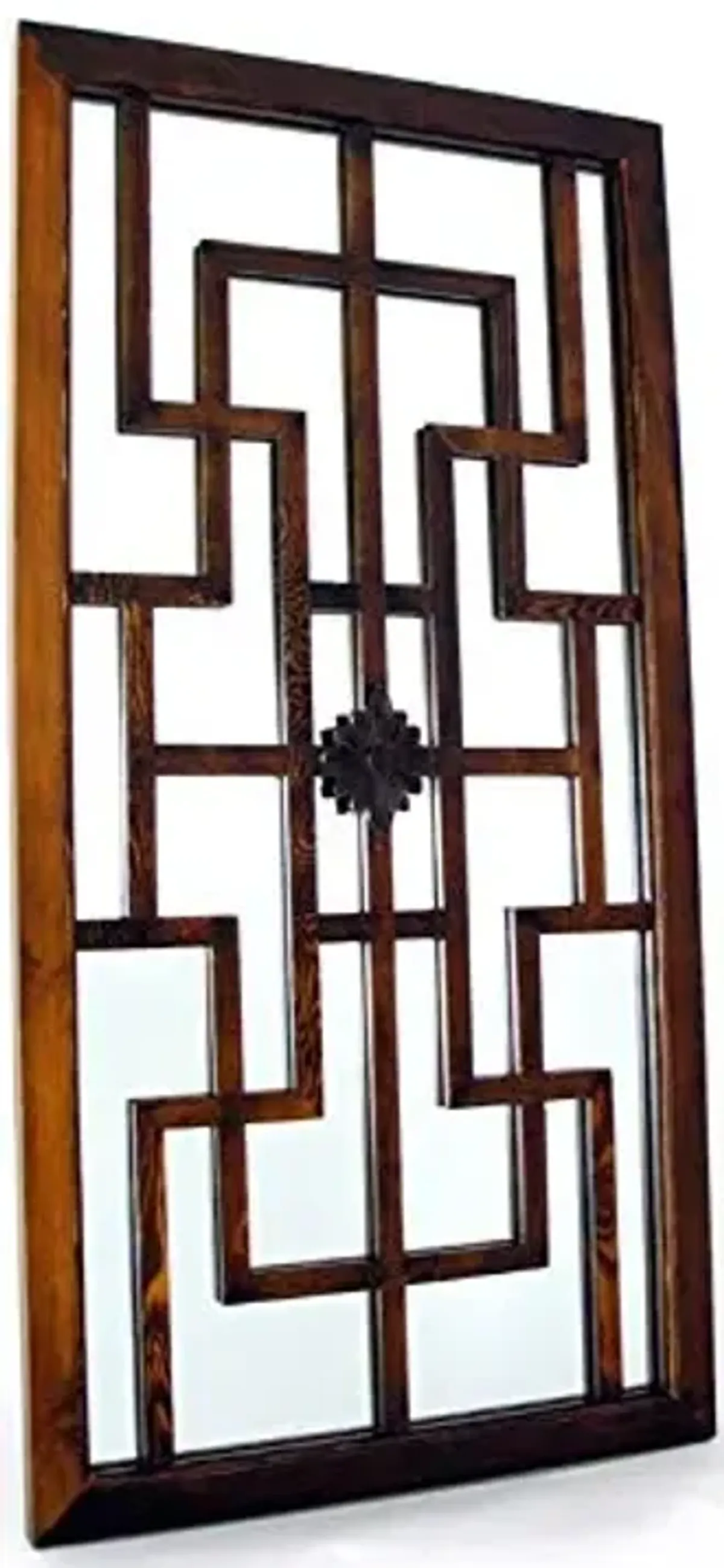 Wayborn Home Furnishing Fukin Decorative Mirrored Wall Art Panel, Brown Finish