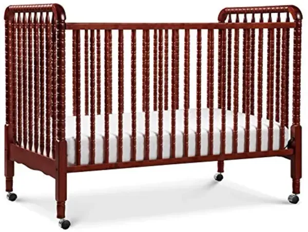 DaVinci Jenny Lind 3-in-1 Convertible Crib in Rich Cherry, Removable Wheels, Greenguard Gold Certified