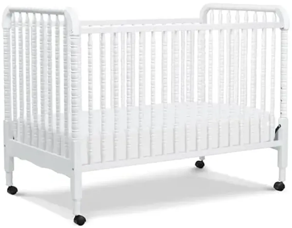DaVinci Jenny Lind 3-in-1 Convertible Baby Crib - GREENGUARD Gold Certified Portable Crib - Convertible Crib to Toddler Bed and Daybed - 4 Adjustable Heights - Easy to Assemble White Wooden Crib