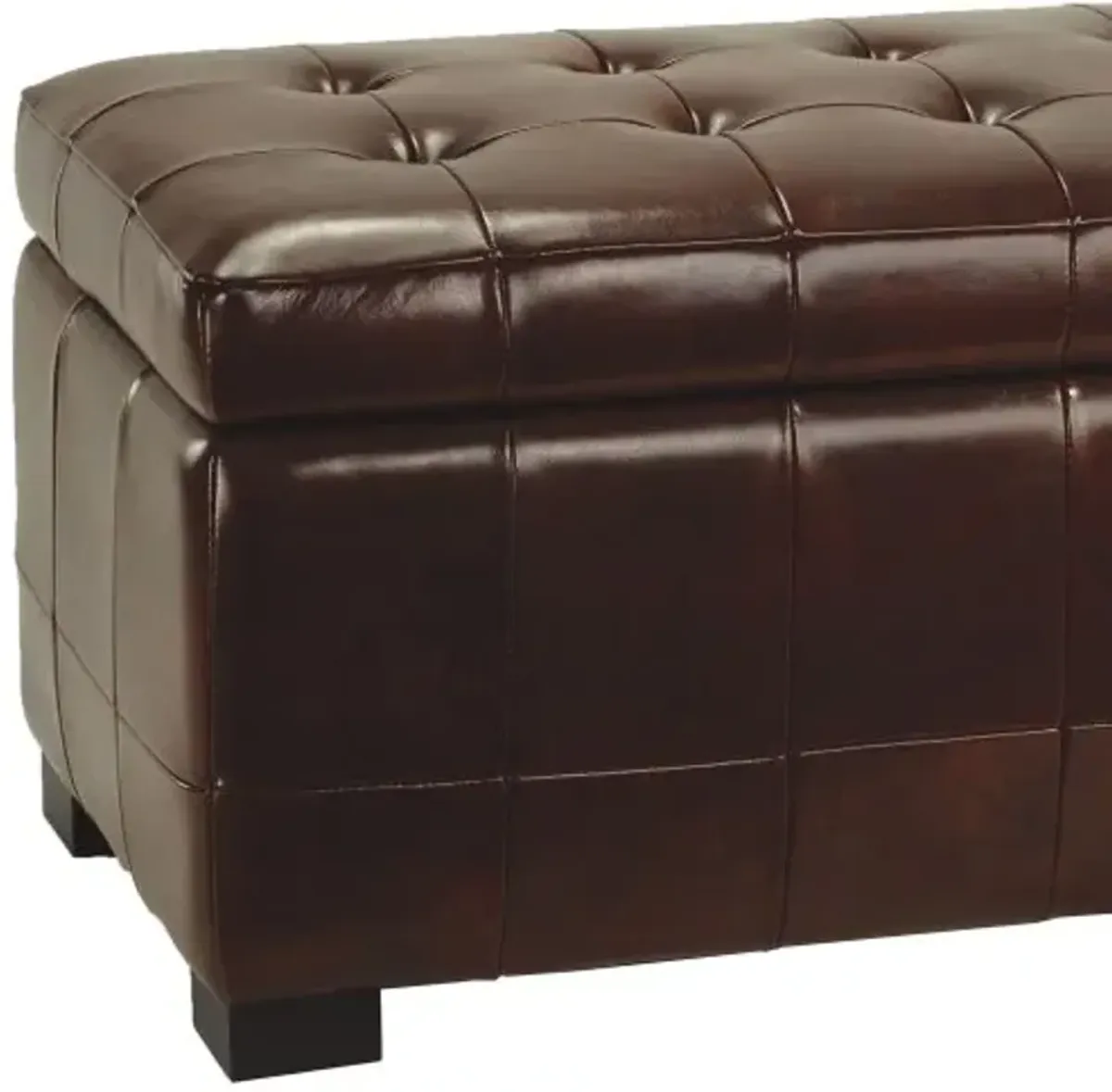 Safavieh Hudson Collection Nolita Leather Small Storage Bench, Cordovan