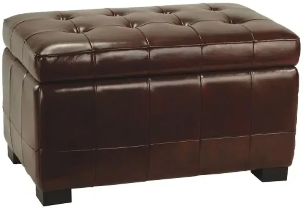 Safavieh Hudson Collection Nolita Leather Small Storage Bench, Cordovan