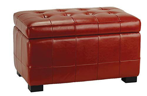 Safavieh Hudson Collection Nolita Leather Small Storage Bench, Red