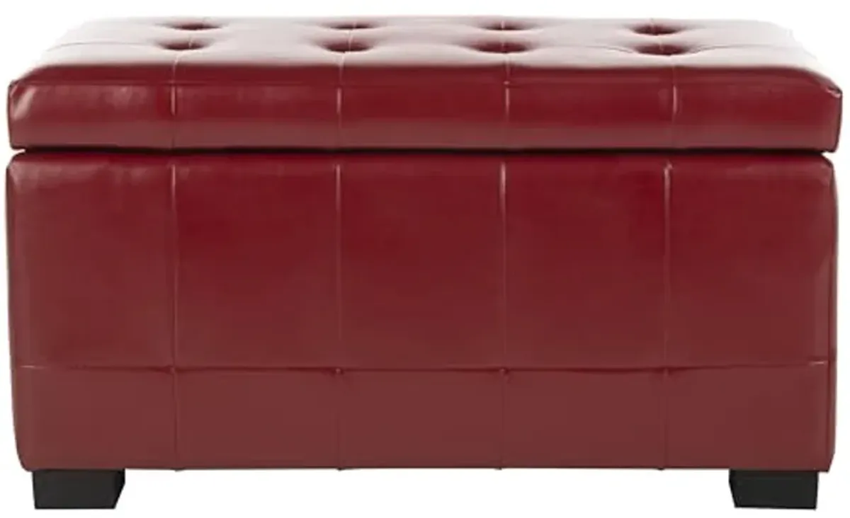 Safavieh Hudson Collection Nolita Leather Small Storage Bench, Red