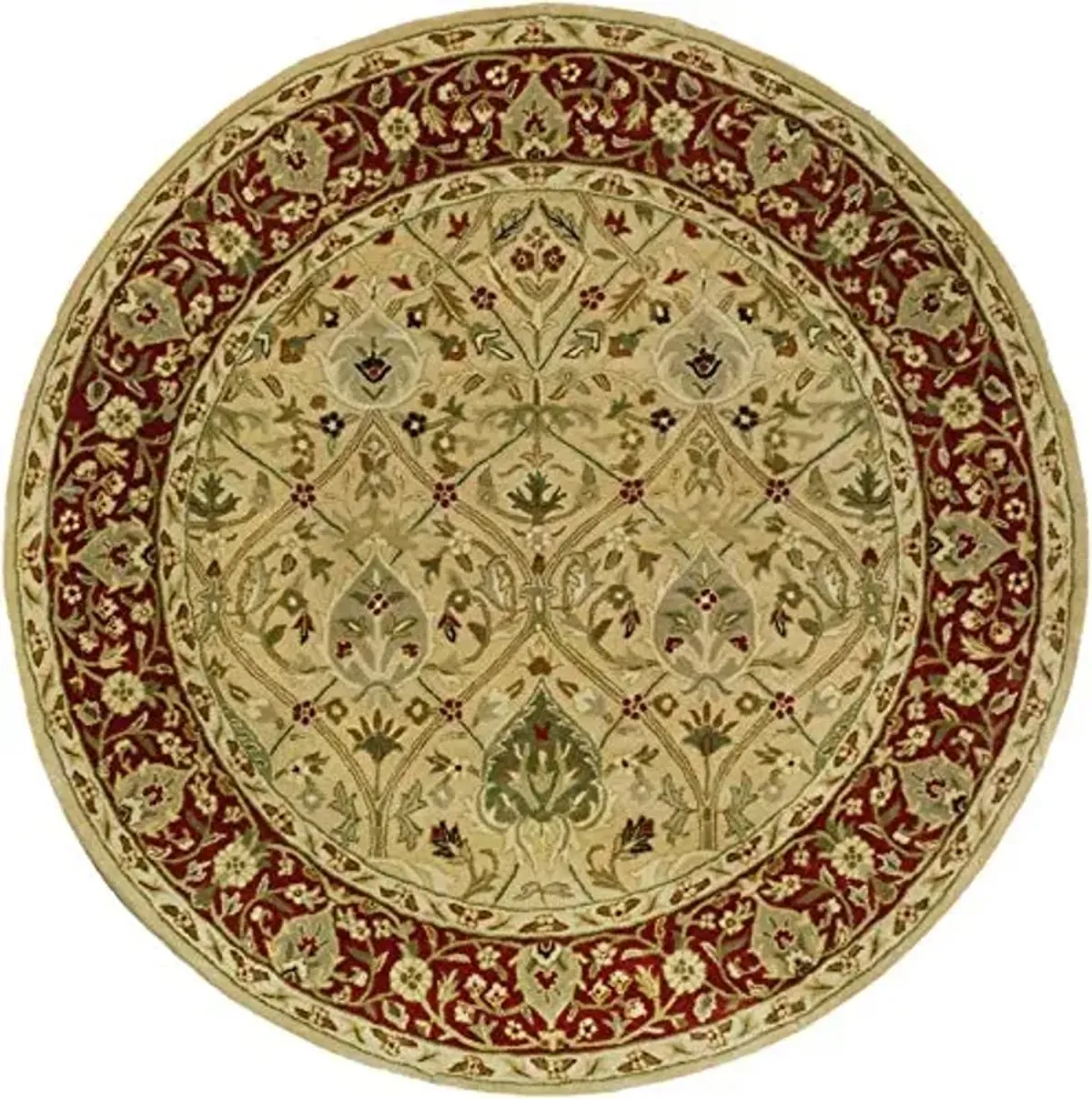 SAFAVIEH Persian Legend Collection Area Rug - 6' Round, Ivory & Rust, Handmade Traditional Wool, Ideal for High Traffic Areas in Living Room, Bedroom (PL819D)